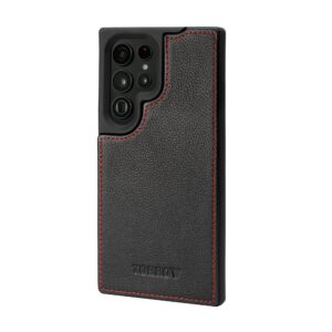TORRO Galaxy S23 Ultra Leather Bumper Case - Black with Red Detail GBP34.99