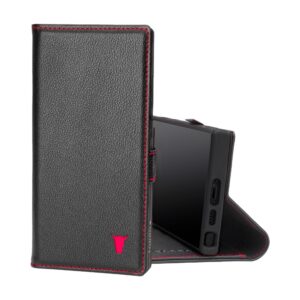 TORRO Galaxy S23 Ultra Leather Case (with Stand function) - Black with Red Detail GBP39.99