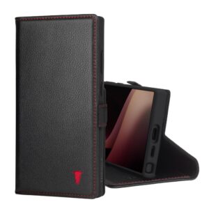 TORRO Galaxy S24 Ultra Leather Case (with Stand Function) - Black with Red Detail GBP39.99