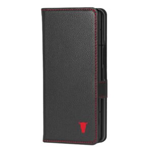 TORRO Galaxy Z Fold5 Leather Wallet Case (with Stand Function) - Black with Red Detail GBP39.99