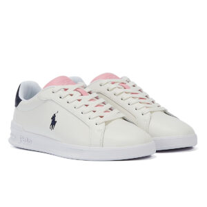 Ralph Lauren Heritage Court White/Pink Leather Trainers GBP114.00
