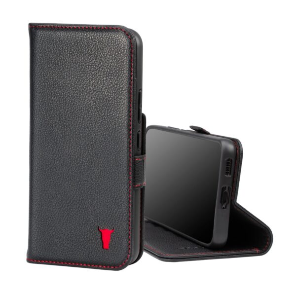 TORRO Samsung Galaxy S22 Leather Wallet Case (with Stand function) - Black with Red Detail GBP39.99