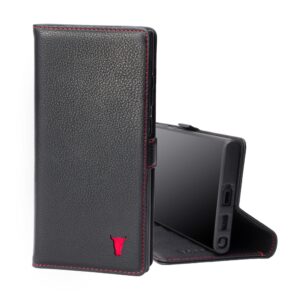 TORRO Samsung Galaxy S22 Ultra Leather Wallet Case (with Stand function) - Black with Red Detail GBP39.99