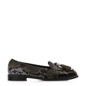 Moda In Pelle Emmarose W Khaki Snake Print Leather 38 Size: EU 38 / UK Women's Flat Shoes