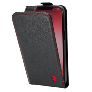 TORRO iPhone 12 / 12 Pro Leather Flip Case (MagSafe Charging) - Black with Red Detail GBP39.99