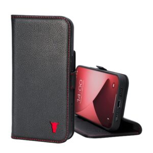 TORRO iPhone 12 Mini Leather Case (with Stand function) - Black with Red Detail GBP39.99