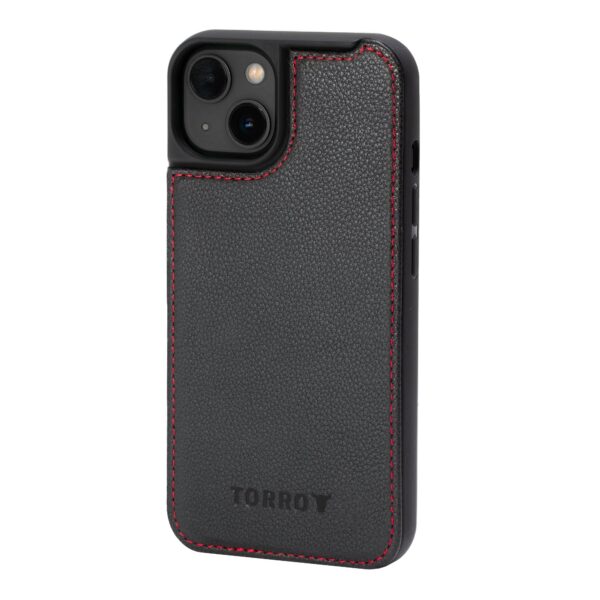 TORRO iPhone 14 Plus Leather Bumper Case (MagSafe Charging) - Black with Red Detail GBP39.99