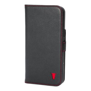 TORRO iPhone 14 Pro Leather Folio Case (MagSafe Charging) - Black with Red Detail GBP39.99