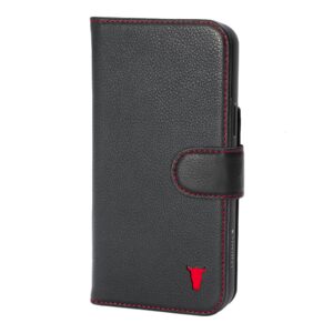 TORRO iPhone 14 Pro Max Leather Wallet Case (MagSafe Charging) - Black with Red Detail GBP39.99