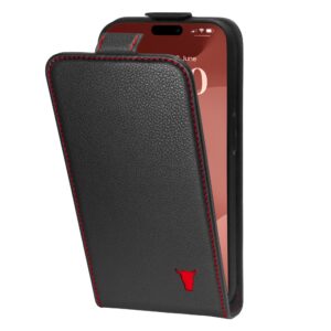 TORRO iPhone 15 Pro Leather Flip Case (MagSafe Charging) - Black with Red Detail GBP39.99
