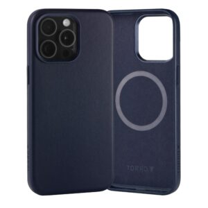 TORRO iPhone 15 Pro Max Slimline Leather Bumper Case (MagSafe Compatible) - Blue GBP29.99