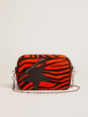 Golden Goose Mini Star Bag In Orange Tiger Print Pony Skin With Black Star GBP430.0