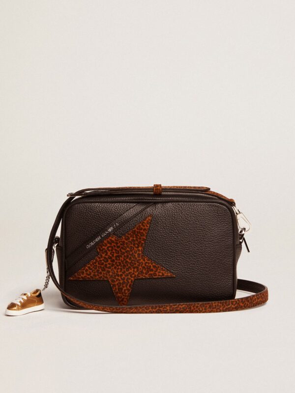 Golden Goose Star Bag In Dark Brown Leather And Leopard Print Star GBP465.0