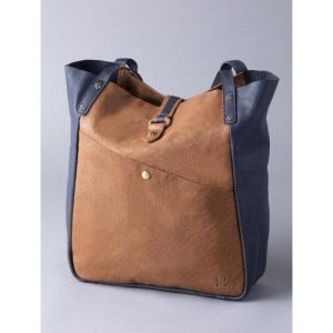 Hartsop Leather Tote Bag in Navy & Cognac