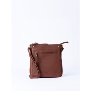 Harstone Large Leather Cross Body Bag in Tan