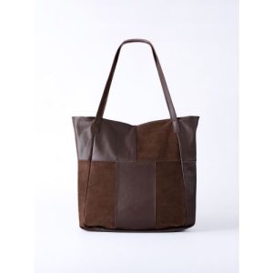 Tarn Hows Leather and Suede Tote Bag in Chocolate Brown