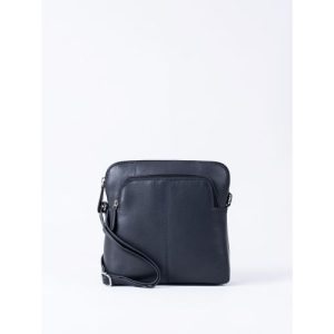 Raven Leather Cross Body Bag in Navy