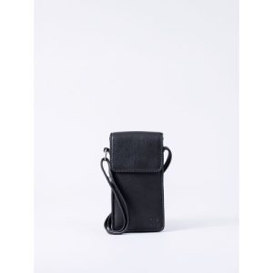 Bowness Leather Cross Body Phone Pouch in Black