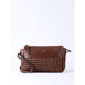 Waverton Woven Leather Cross Body Bag in Brown