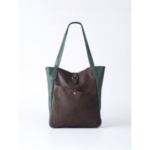 Hartsop Leather Tote Bag in Brown and Green