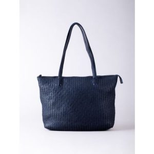 Wreay Leather Shopper Bag in Navy