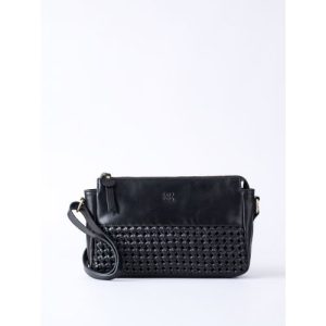 Waverton Woven Leather Cross Body Bag in Black
