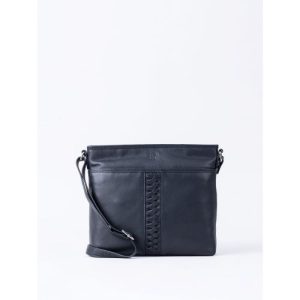 Farlam Leather Cross Body Bag in Navy