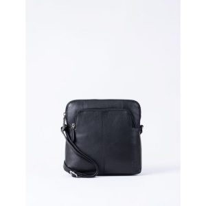 Raven Leather Cross Body Bag in Black