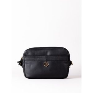 Cartmel Boxy Leather Cross Body Bag in Black