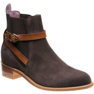 Barker Alexandra ladies boots in brown suede and cedar strap