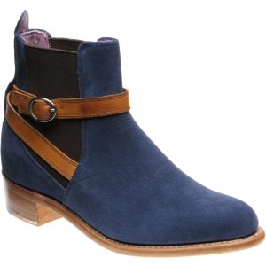 Barker Alexandra ladies boots in navy suede and cedar strap