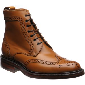 Barker Calder mens rubber-soled brogue boots in cedar calf