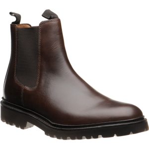 Barker Camborne mens rubber-soled Chelsea boots in brown pull up