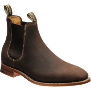 Barker Mansfield mens Chelsea boots in brown waxy suede