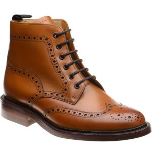 Barker Pennine mens rubber-soled brogue boots in cedar calf