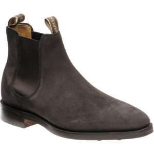 Barker Sutton mens rubber-soled Chelsea boots in dark brown suede