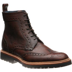 Barker Woodbury mens rubber-soled brogue boots in antikbox brown