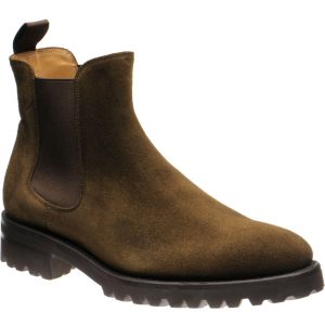 Carlos Santos 9588 mens rubber-soled Chelsea boots in olive suede