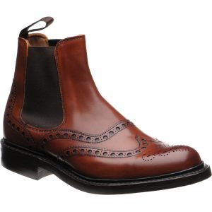 Cheaney Tamar R mens rubber-soled brogue boots in dark leaf calf