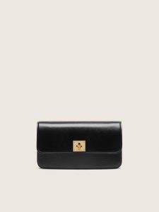 Golden Goose - Gioia Bag In Black Boarded Leather With Gold Details, Woman, Size: U