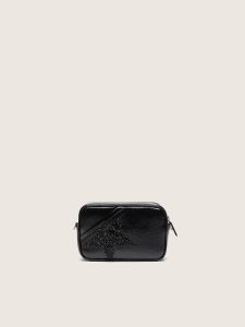 Golden Goose - Mini Star Bag In Black Leather With Swarovski Crystal Star, Woman, Size: U