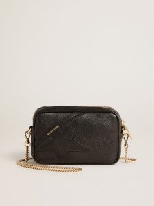 Golden Goose - Mini Star Bag In Black Leather With Tone-on-tone Star, Woman, Size: U