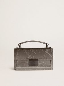 Golden Goose - Small Venezia Bag In Anthracite-gray Metallic Leather With Black Details, Woman, Size: U