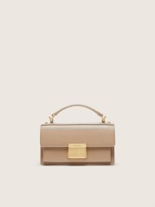 Golden Goose - Small Venezia Bag In Beige Boarded Leather With Gold Details, Woman, Size: U