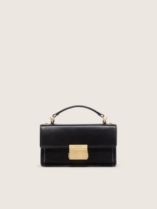 Golden Goose - Small Venezia Bag In Black Boarded Leather With Gold Details, Woman, Size: U