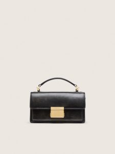 Golden Goose - Small Venezia Bag In Black Distressed Leather With Gold Details, Woman, Size: U