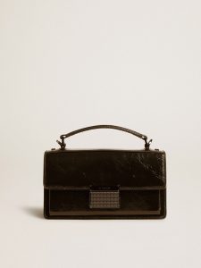 Golden Goose - Small Venezia Bag In Black Metallic Leather With Black Details, Woman, Size: U