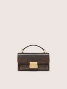 Golden Goose - Small Venezia Bag In Dark Brown Leather With Gold Buckle, Woman, Size: U
