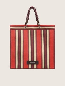 Golden Goose - Striped Spiaggina Bag In Red, Cream And Burgundy, Woman, Size: U