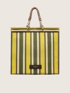 Golden Goose - Striped Spiaggina Bag In Yellow, Green And Brown, Woman, Size: U